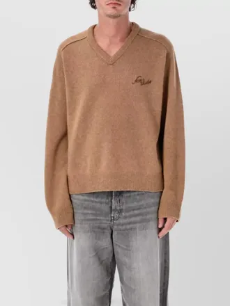 Acne Studios camel hair v-neck jumper