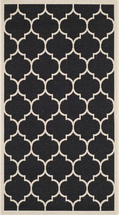Safavieh Alfombra enrejado de polipropileno negro/beige, 122 x 170 cm