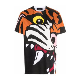 Dsquared2 Over T-Shirt Stampa Big Tiger - female - Dsquared2 - T-Shirts - Multicolor - XS - Tops