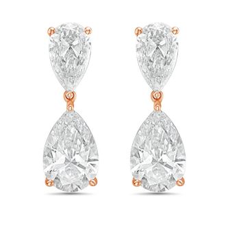 Diana M. Jewels 14KW RG 8.00 Ct TW of Lab grown pear shape diamond drop earrings