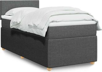 vidaXL Cama Box Spring Con Colch&oacute;n Tela Gris Oscuro 90x190 Cm Vidaxl