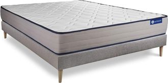 Actisom Somier gris + colch&oacute;n con espuma viscoel&aacute;stica 130 x 190