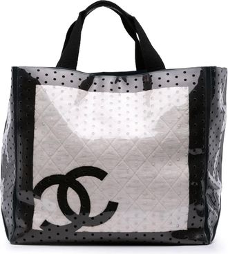 Chanel Borsa tote CC in cotone trapuntato e PVC 2008-2009 - Nero