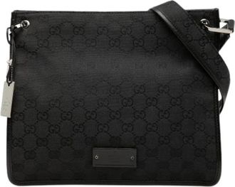 Gucci Pre-owned Vintage Canvas Crossbody Tas - Dames - Vintage Schoudertas - Zwart - ONE Size - Leer - Vintage