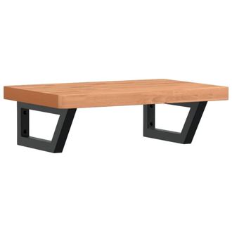 Berkfield Home Basin Shelf Wall Mounted Steel & Solid Wood Beech in Brown
