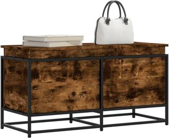 vidaXL Caja De Almacenaje Con Tapa Madera Roble Ahumado 100x40x51,5 Cm Vidaxl