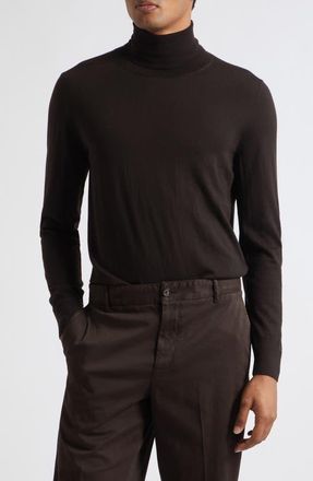 Isaia Wool Turtleneck Sweater in Dark Brown at Nordstrom, Size Xx-Large