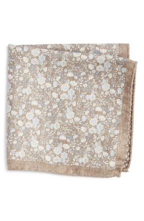 Jack Victor Yukon Reversible Silk Pocket Square in Brown at Nordstrom