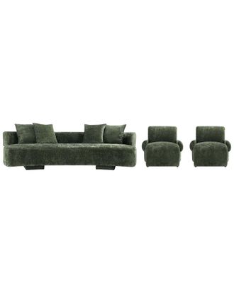 Manhattan Comfort 3Pc Modern Verandah Chenille 112In Sofa & 2 Accent Chairs