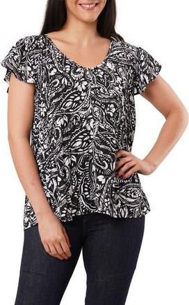 Sunny Leigh Pleated Flutter Sleeve Top in Rosalie at Nordstrom Rack, Size X-Large