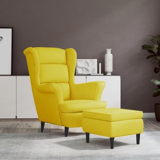 vidaXL Vidaxl - Sill&oacute;n Orejero Con Taburete Terciopelo Amarillo Mostaza