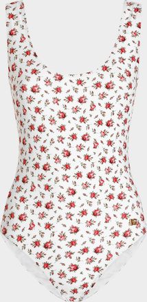 Dolce & Gabbana Rose Scoop-Back One-Piece Swimsuit