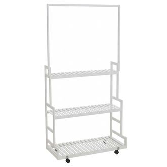 Hhg [nunca Usado] Estanter&iacute;a Para Plantas De Bamb&uacute; Hhg-376, Escalera Para Flores, Soporte Para Flores, Escalera Para Plantas, Con 3 Estantes Y Ruedas, 175
