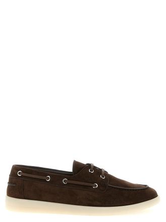 Prada Brown Solid Boat Loafers