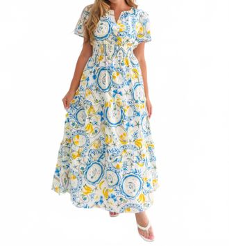 Sugarlips Havana Banana Poplin Maxi Dress In White Multi