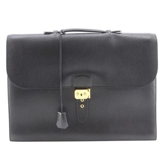 Herm&egrave;s Sac A Depeche Black Fjord Leather Briefcase (Pre-Owned)