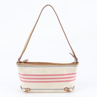 Burberry Multi-Color Leather Canvas Handbag Shoulder Bag Tote Bag (Pre-Owned)