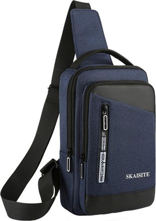 Generic Messenger Bag Solid Color Cloth Outdoor Leisure Customize Chest Bag Men Shoulder Crossbody Shoulder Bag (Blue, One Size)