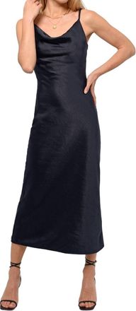 Greylin Linda Satin Cowl Neck Slip Dress In Navy