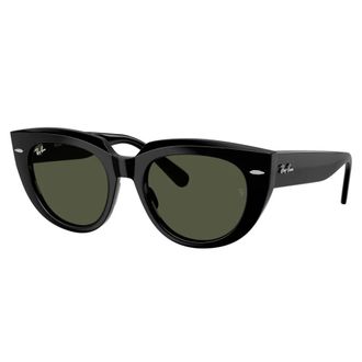 Ray-Ban Zwarte Frame Groene Lens Zonnebril - Dames - Zonnebrillen - Zwart - 52 MM - Accessoires