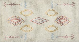 Beliani Alfombra De Algod&oacute;n Beige Rosa Azul Amarillo 80 X 150 Cm A Mano Geom&eacute;trico Bettiah