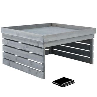 TecTake Garaje para robot cortac&eacute;sped listones de pino 84 x 78 x 46 cm gris