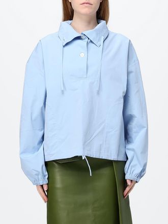 Marni Relaxed Fit Cotton Blouse with Dropped Shoulders and Drawstring Hem