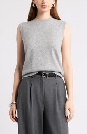 Nordstrom Sleeveless Cashmere Sweater in Grey Silk Heather at Nordstrom, Size Xx-Large