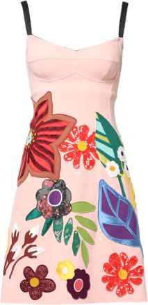 Dolce & Gabbana Womens Pink Floral Print Spaghetti Strap Mini Dress