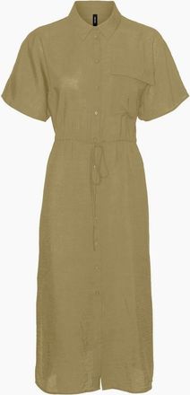 Vero Moda Womens Iris Collared Neck Shirtdress - Green - Size: 10
