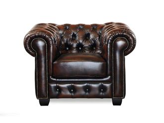 VENTE-UNIQUE.COM Sill&oacute;n cl&aacute;sico piel marr&oacute;n chocolate