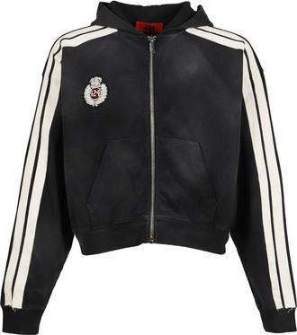 424 Hoodie met rits - Zwart