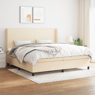 vidaXL Vidaxl - Cama Box Spring Con Colch&oacute;n Tela Color Crema 200x200 Cm