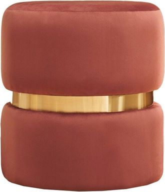 Miliboo Puf Redondo De Terciopelo Azul Tomette Y Metal Dorado D40 Cm Joy