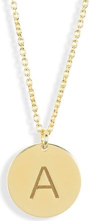 Meshmerise Initial Disc Pendant Necklace in Yellow-A at Nordstrom Rack