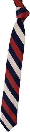 Robert Talbott Mens Regimental Self-Lined Woven Silk Faille Tie In Navy, Red, And Champagne Beltonians
