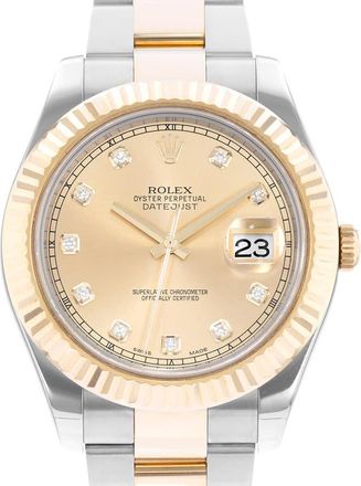 Rolex Pre-owned Rolex Datejust II Automatic Chronometer Diamond Champagne Dial Mens Watch 116333 CDO