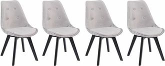 Happy Garden Set di 4 sedie in velluto grigio nora con cuscino