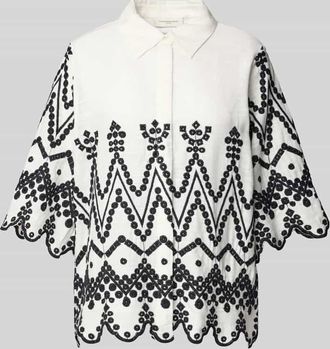 Copenhagen Muse Bluse mit Stitchings und verdeckter Knopfleiste in Offwhite, Gr&ouml;&szlig;e XL