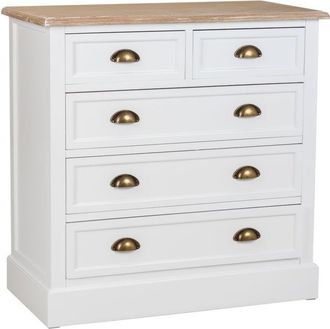 Wanderlust Deco Comoda de madera de 5 cajones blanco