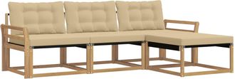 vidaXL Conjunto De Sof&aacute;s De Exterior 4 Uds. Y Beige Vidaxl