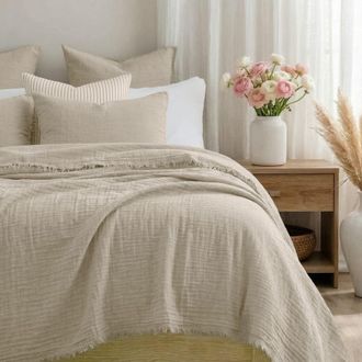 Febronie Colcha algod&oacute;n 270x280 beige claro