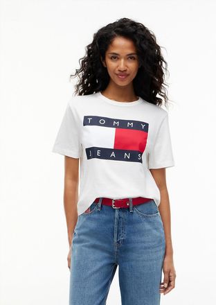 Tommy Hilfiger Womens Tommy Jeans Big Flag Logo Boxy T-Shirt - Ecru - XXS