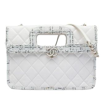 Chanel Pre-owned Quilted Satchel - Dames - Pre-owned - Wit - Maat: ONE Size Leer