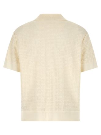 Balmain Jacquard Monogram Wool Polo Shirt - White