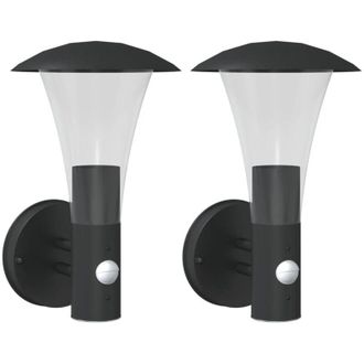 vidaXL Vidaxl - Apliques De Exterior Con Sensor 2 Uds Acero Inoxidable Negro