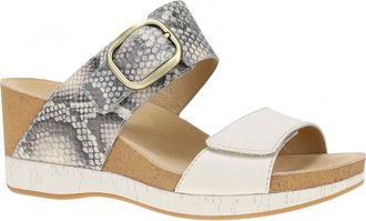 Dansko Womens Shannon Wedge Sandals In Snake/ivory Leather