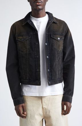 Acne Studios Rye Organic Cotton Corduroy Trucker Jacket in Black at Nordstrom, Size X-Large