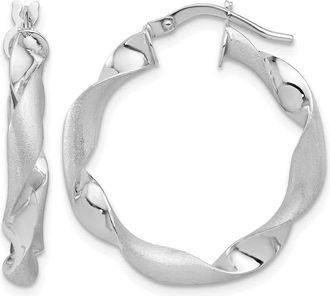 Diamond2Deal 14K Gold Polished and Brushed Twisted Hoop Earrings