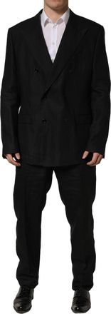 Dolce & Gabbana Mens Black Linen Slim Fit Formal 2 Piece Suit
